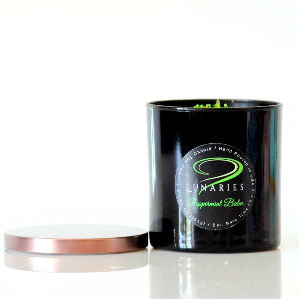 Peppermint Balm Soy Candle with Wooden Wick - Picture 2 of 6